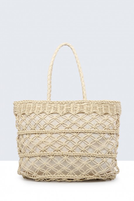 8810-BV Crocheted paper straw handbag