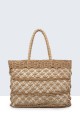 8810-BV Crocheted paper straw handbag : Color:Camel