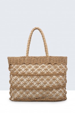 8810-BV Crocheted paper straw handbag