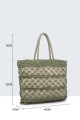 8810-BV Crocheted paper straw handbag : Color:Kaki