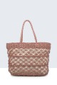 8810-BV Crocheted paper straw handbag : Color:Vieux rose