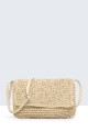 8812-BV Shoulder bag made of paper straw crocheted : Color:Beige