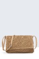 8812-BV Shoulder bag made of paper straw crocheted : Color:Camel