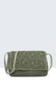 8812-BV Shoulder bag made of paper straw crocheted : Color:Kaki