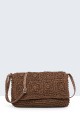 8812-BV Shoulder bag made of paper straw crocheted : Color:Marron