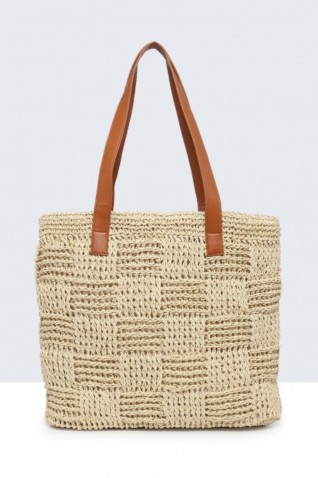 9001-BV Crocheted paper straw handbag