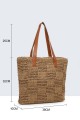 9001-BV Crocheted paper straw handbag : Color:Camel