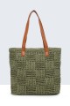 9001-BV Crocheted paper straw handbag : Color:Kaki
