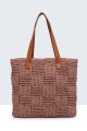 9001-BV Crocheted paper straw handbag : Color:Vieux rose