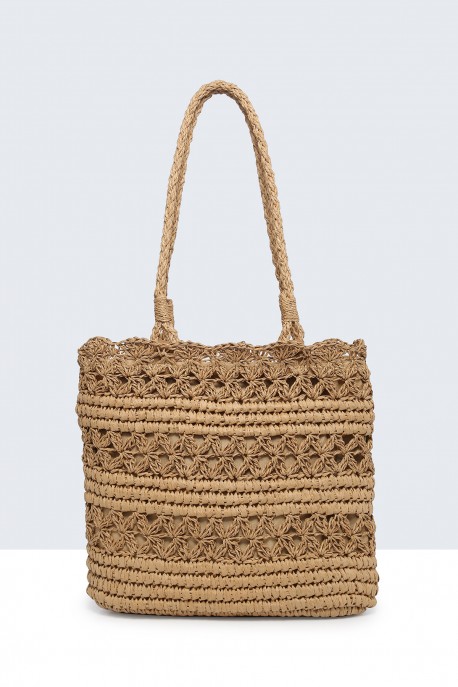 9034-BV Crocheted paper straw handbag