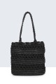 9034-BV Crocheted paper straw handbag : colour:Black