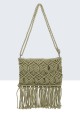 9038-BV Shoulder bag made of crocheted textile : Color:Kaki