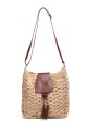 HEMAS-53 Crocheted paper straw shoulder bag : Color:Beige