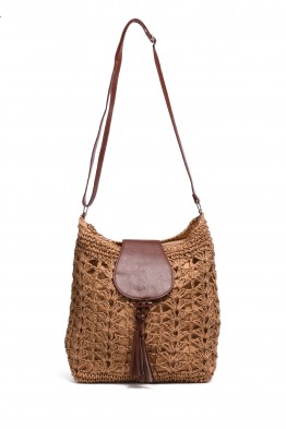 HEMAS-53 Crocheted paper straw shoulder bag