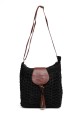 HEMAS-53 Crocheted paper straw shoulder bag : Color:Black