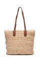 HEMAS-62 Crocheted paper straw handbag / Beach bag : Color:Beige