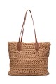 HEMAS-62 Crocheted paper straw handbag / Beach bag : Color:Camel