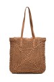HEMAS-74 Crocheted paper straw handbag / Beach bag : Color:Camel
