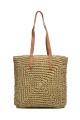 HEMAS-74 Crocheted paper straw handbag / Beach bag : Color:Light khaki
