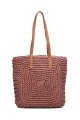 HEMAS-74 Crocheted paper straw handbag / Beach bag : Color:Vieux rose