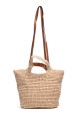 MA-1997 Crocheted paper straw handbag / Beach bag : Color:Beige