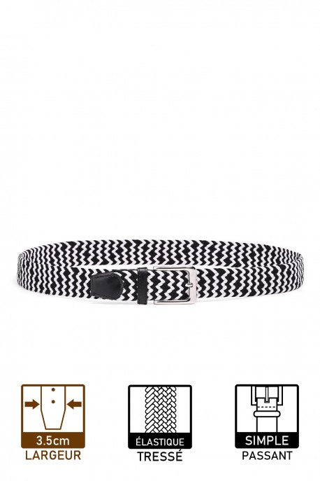 ZSP-357 Braided elastic belt - Bicolor Black-White