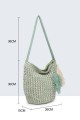 9006-BV Handbag made of crocheted cotton : Color:Vert Amande