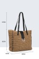 9037-BV Crocheted paper straw handbag / Beach bag : Color:Camel