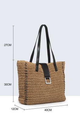 9037-BV Crocheted paper straw handbag / Beach bag