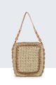 9041-BV Crocheted paper straw handbag / Beach bag
