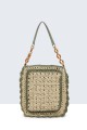 9041-BV Crocheted paper straw handbag / Beach bag