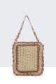 9041-BV Crocheted paper straw handbag / Beach bag : Color:Vieux rose