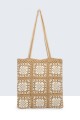 9045-BV Handbag made of crocheted cotton : Color:Camel