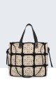 9047-BV Handbag made of crocheted cotton : Color:Black