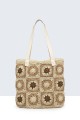 9048-BV Crocheted paper straw handbag / Beach bag : Color:Beige