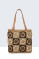 9048-BV Crocheted paper straw handbag / Beach bag : Color:Camel