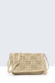 9049-BV Shoulder bag made of paper straw crocheted : Color:Beige