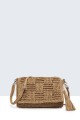 9049-BV Shoulder bag made of paper straw crocheted : Color:Camel