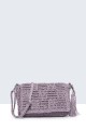9049-BV Shoulder bag made of paper straw crocheted : Color:Lilac