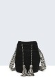 9054-BV Handbag made of crocheted cotton : Color:Black