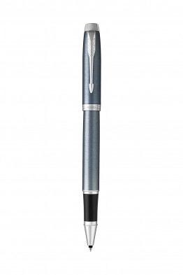 Parker IM Blue Grey Brushed Rollerball Pen with Chrome Plated Medium Point 1975581