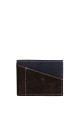 L415DE Portefeuille en cuir LUPEL® DENIM - Avec protection RFID : Couleur:Marron Foncé / Bleu