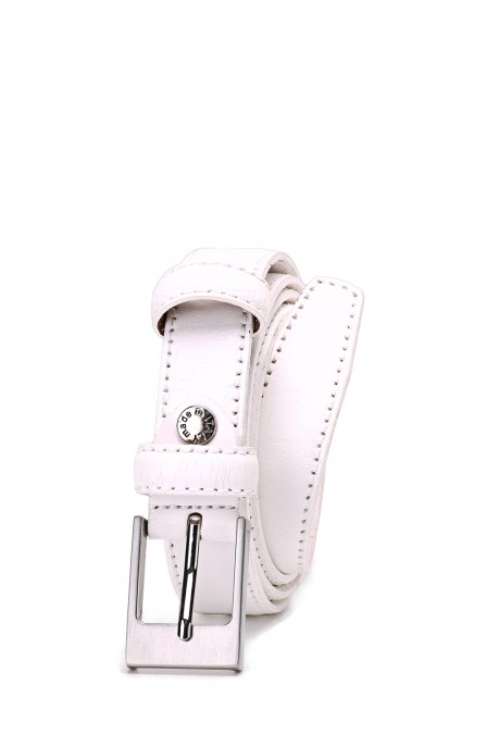 23939 CEINTURE EN CUIR ITALIENNE : couleur:Blanc, Taille : :90cm