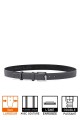 F027 ITALIAN LEATHER BELT Grey : Color:Gris, Taille : :Taille 44 / 115cm
