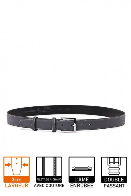 F027 CEINTURE EN CUIR ITALIENNE Gris