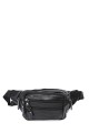 KJ28102 leather bum bag : Color:Black
