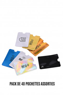 Lot de 40 Pochettes protèges carte RFID - Couleurs assorties