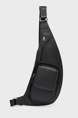 LEO - ZEVENTO Cross Body Bag cowhide leather - Black