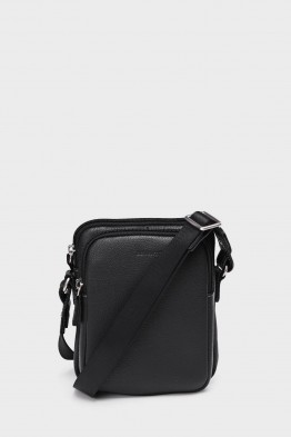 MATT - ZEVENTO Cowhide Leather Shoulder bag Pouch - Black