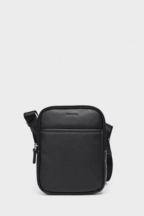 EVAN - ZEVENTO Sacoche Pochette en cuir de vachette - Noir